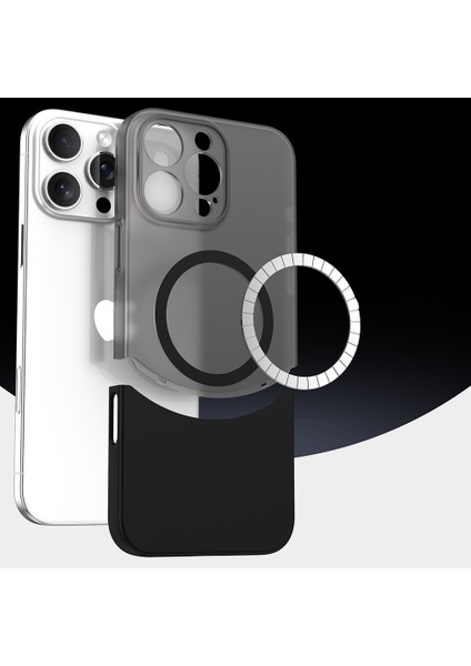 iPhone 16 Pro Max Kılıf M-Safe Şarj Özellikli Mıknatıslı Frm Duble Kapak - Siyah indirimleri