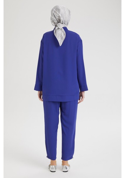 Taş Desenli Pantolonlu Ikili Takım-Morcivert 25YT640 modelleri