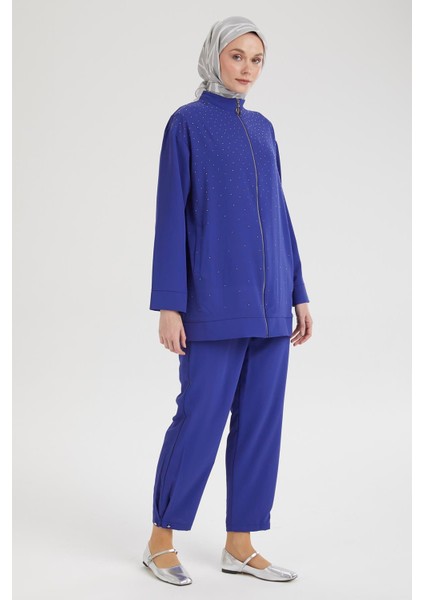 Taş Desenli Pantolonlu Ikili Takım-Morcivert 25YT640 fırsatları