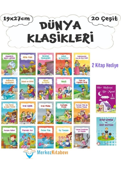 1. Sınıf Dünya Klasikleri Seti 20 Kitap + 2 Kitap Hediye Büyük Boy