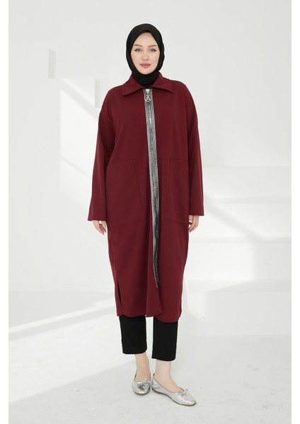 Boydan Fermuarlı Giy Çık-Bordo 24KT412