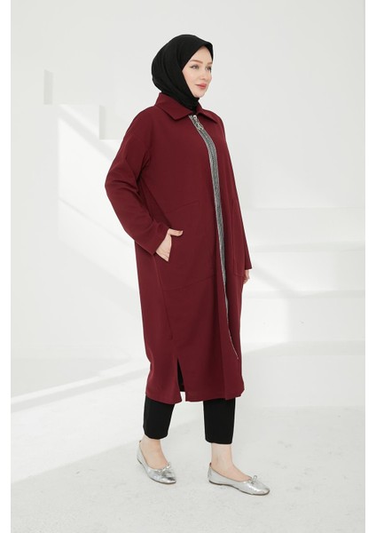 Boydan Fermuarlı Giy Çık-Bordo 24KT412