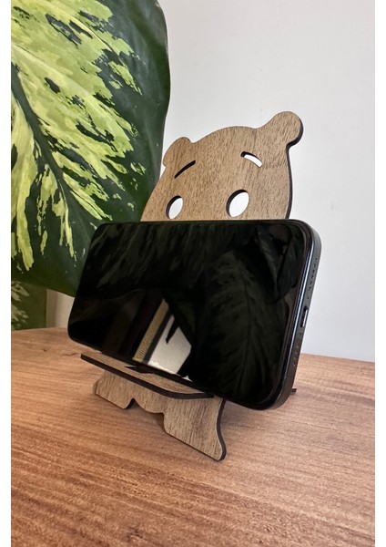 Ahşap Ayı Telefon ve Tablet Tutucu - Stand Telefon Tutacağı Masa Üstü Sabitleyici modelleri