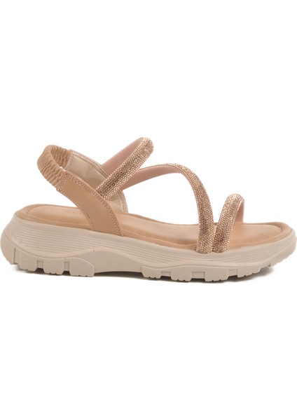 Bej Taşlı Kadın Sandalet T-005 Z