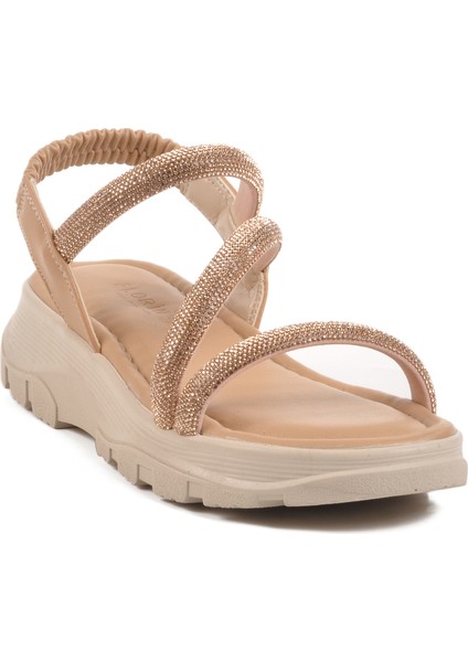 Bej Taşlı Kadın Sandalet T-005 Z modelleri