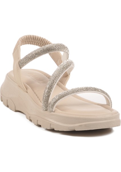 Krem Taşlı Kadın Sandalet T-005 Z modelleri