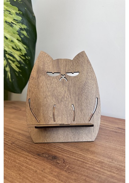 Ahşap Somurtan Kedi Telefon ve Tablet Tutucu - Masa Üstü Sabitleyici Stand Telefon Tutacağı fiyatları