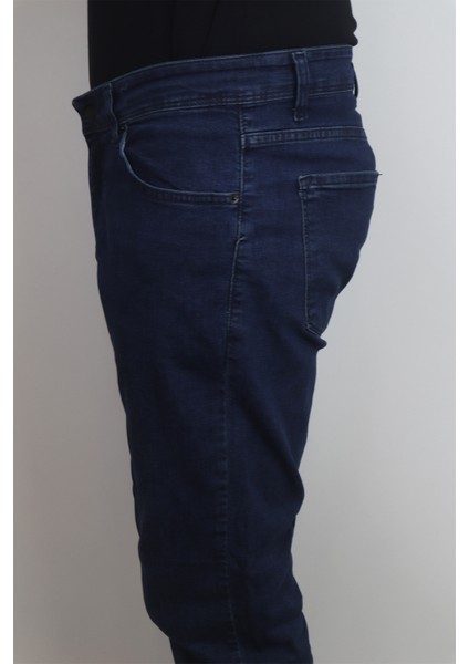 Fistan Store Erkek Lacivert Yüksek Bel Rahat Kesim Boru Paça Jean Pantolon modelleri