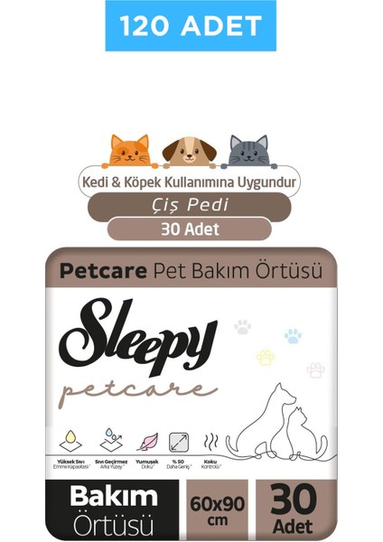 Çiş Pedi Petcare 120 Adet Kedi ve Köpek Islak Havlusu 240 Adet - Petcare Bakım fiyatları