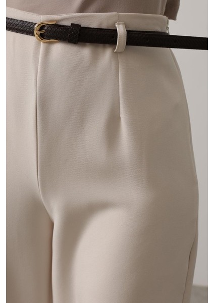 Kemer Pens Detaylı Pantolon - Bej modelleri