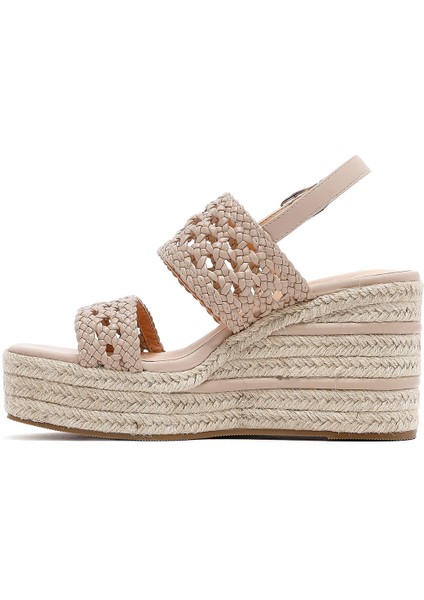 Kadın Krem Örgü Bilekten Tokalı Dolgu Topuklu Espadril Sandalet 25SFE451729 fırsatları