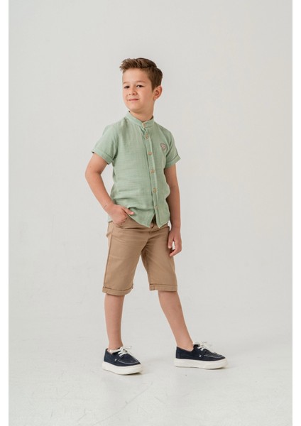 Hakim Yaka Şortlu Erkek Çocuk Takım 2551 modelleri