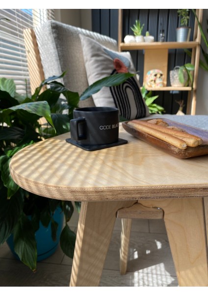 Dina Huş Ağacı Üçgen Tekli Plywood Sehpa – İskandinav tasarım, Doğal Ahşap, Modern Tasarım Yan Sehpa modelleri