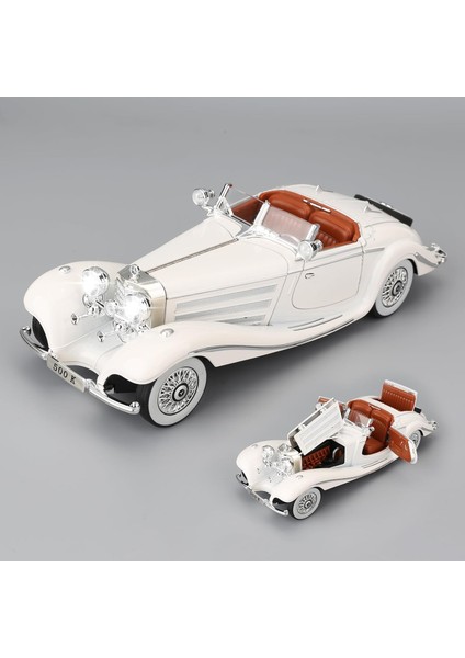 Mercedes 500K 1:24 Diecast Metal Araba Koleksiyon Sesli Işıklı Beyaz