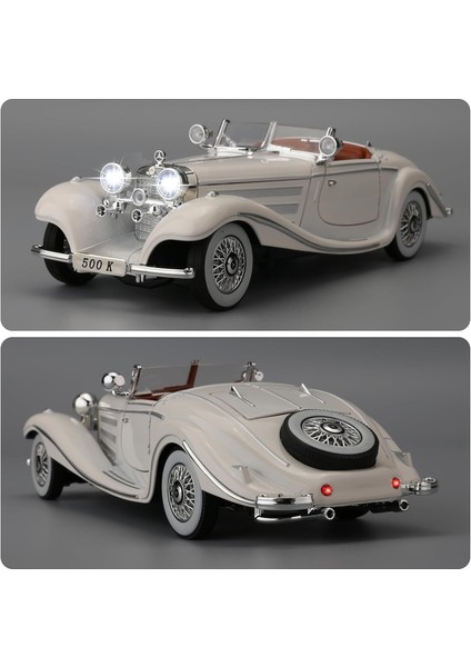 Mercedes 500K 1:24 Diecast Metal Araba Koleksiyon Sesli Işıklı Beyaz fırsatları