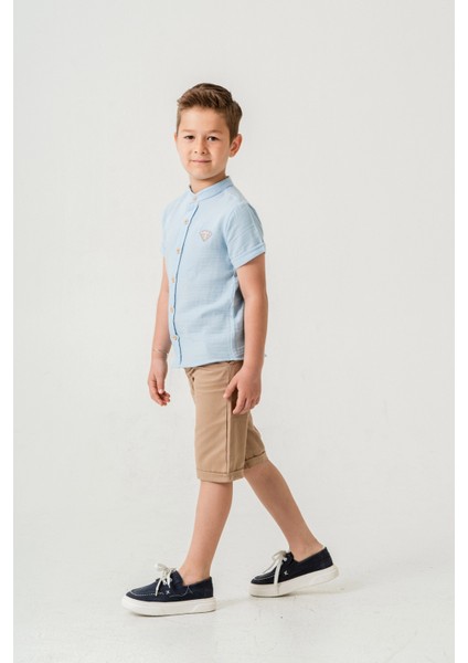 Hakim Yaka Şortlu Erkek Çocuk Takım 2551 modelleri
