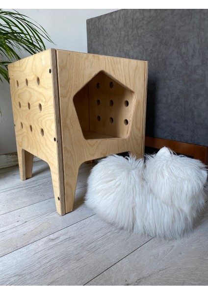 Vetle - Plywood Modern ve Fonksiyonel Pet Evi - Yan Sehpa
