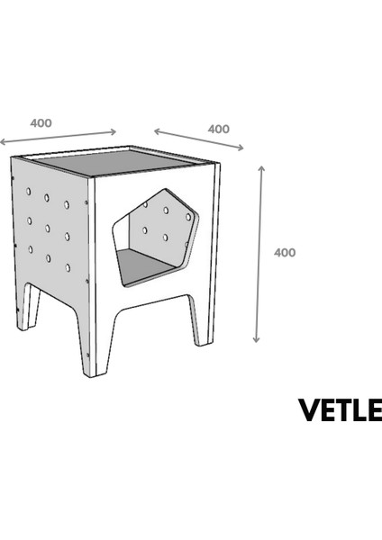 Vetle - Plywood Modern ve Fonksiyonel Pet Evi - Yan Sehpa