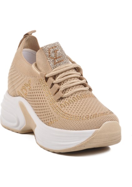 Bej Triko Kalın Taban Kadın Sneaker Lady 5002 Z modelleri