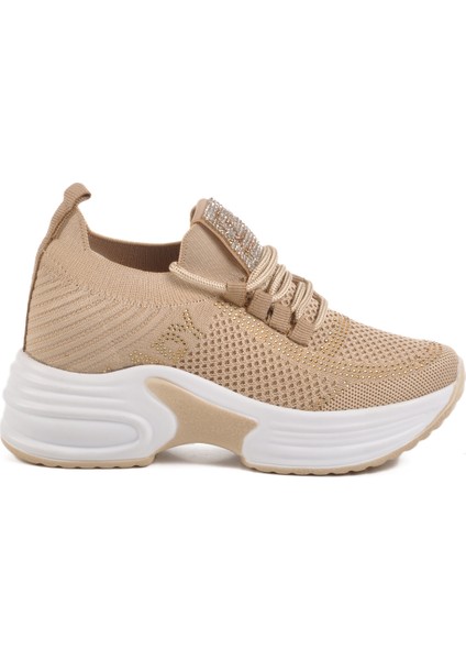 Bej Triko Kalın Taban Kadın Sneaker Lady 5002 Z
