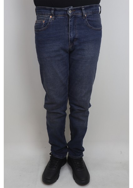 Fistan Store Erkek Lacivert Yüksek Bel Rahat Kesim Boru Paça Jean Pantolon