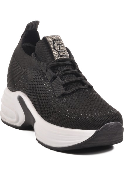 Siyah Triko Kalın Taban Kadın Sneaker Lady 5002 Z modelleri