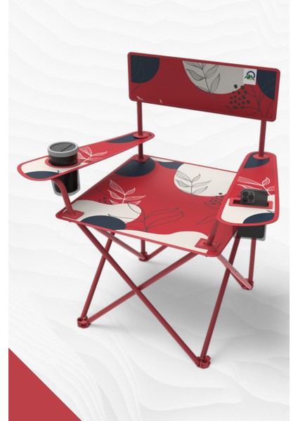 Qufi Katlanır Kamp Piknik Sandalyesi Rejisör Koltuğu - Kırmızı