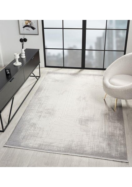Arvel AR002A Beyaz Gri Koridor Halısı Mutfak Halısı Salon Halısı