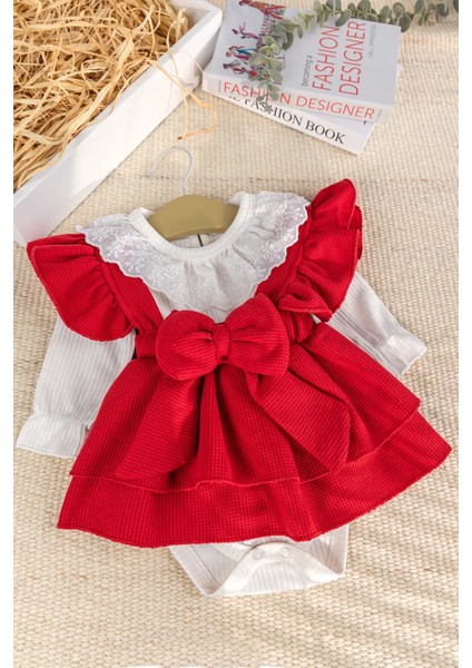 Fiyonklu 100% Pamuk Şık Kız Bebek Jile Etek Elbise