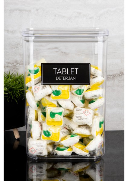Tablet Deterjan Etiketli Deterjan Kutusu Saklama Kabı 3000ML Mika