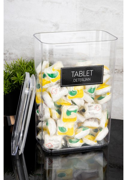 Tablet Deterjan Etiketli Deterjan Kutusu Saklama Kabı 3000ML Mika