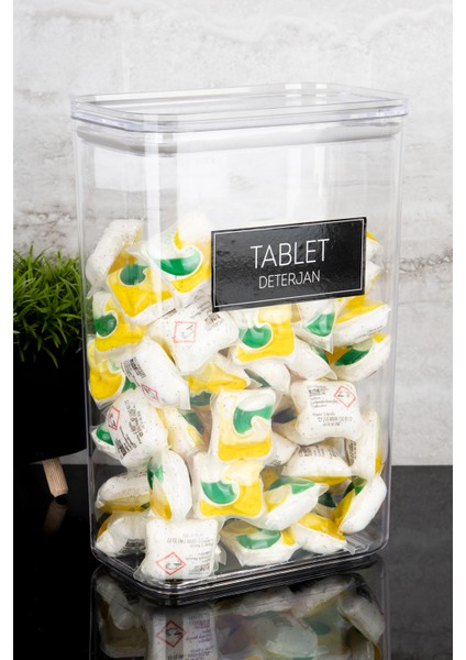 Tablet Deterjan Etiketli Deterjan Kutusu Saklama Kabı 3000ML Mika