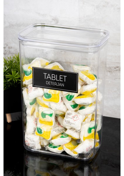 Tablet Deterjan Etiketli Deterjan Kutusu Saklama Kabı 3000ML Mika