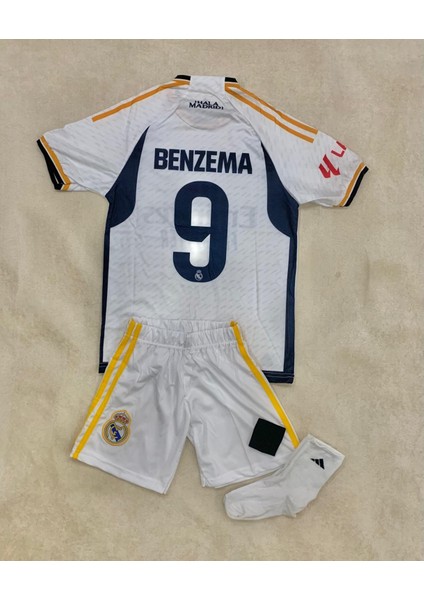Benzema R.e.a.l M.a.d.r.i.d Nostalji Çocuk Forması 4'lü Set Çorap-Bileklik Hediyeli