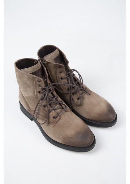 Zeno Erkek Hakiki Deri Bağcıklı Fermuarlı Vizon Bot modelleri