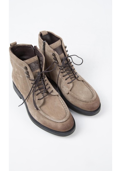 Dante Erkek Hakiki Deri Bağcıklı Fermuarlı Vizon Bot modelleri