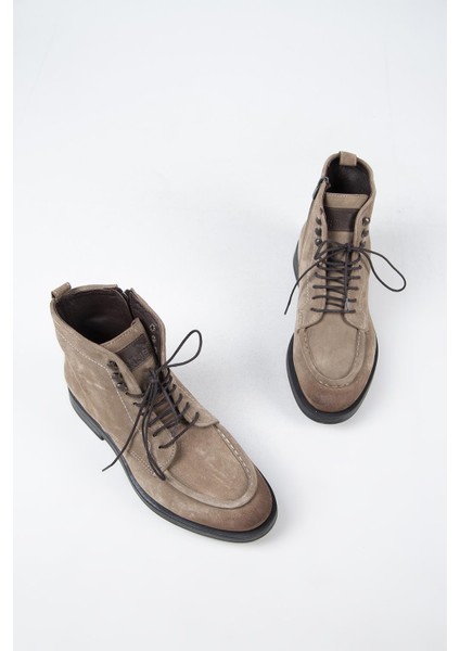 Dante Erkek Hakiki Deri Bağcıklı Fermuarlı Vizon Bot indirimleri