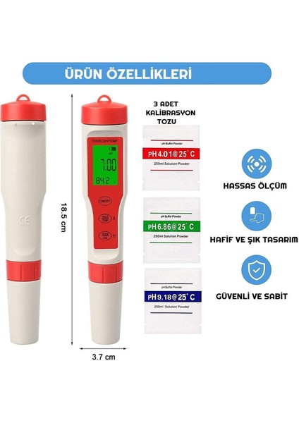 Ph Metre Tds Metre Sıcaklık Ec Ölçer 4ü 1 Arada Ölçüm Cihaz modelleri