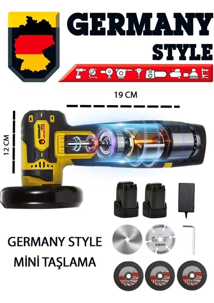 ALMAN-MS365 Çift Akülü Açılı Şarjlı Avuç Taşlama Demir Kesme 75MM