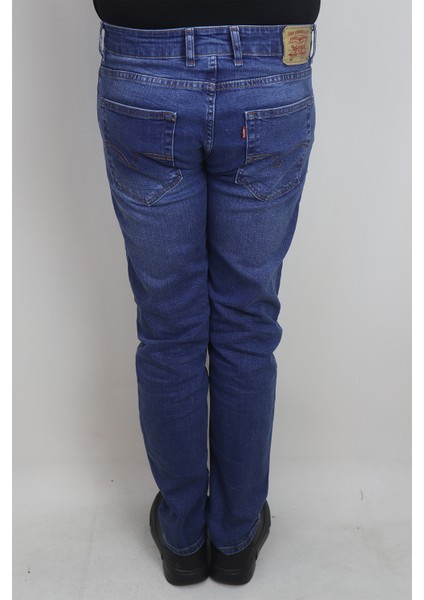 Fistan Store Erkek Koyu Mavi Yüksek Bel Rahat Kesim Boru Paça Jean Pantolon fırsatları