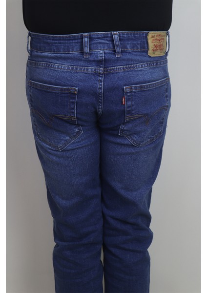 Fistan Store Erkek Koyu Mavi Yüksek Bel Rahat Kesim Boru Paça Jean Pantolon indirimleri