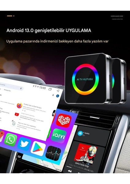Youtube Video Carplay Android Auto Modülü 4gb Ram 64GB Rom Wifi Android 13 Aı Box Netflix Türkçe