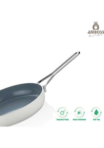 Sera Nova Yanmaz Yapışmaz Seramik Tava 26 cm – Beyaz