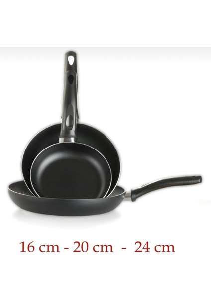 Ateş Shop 3 Lü Yanmaz Yapışmaz Teflon Tava 16-20-24