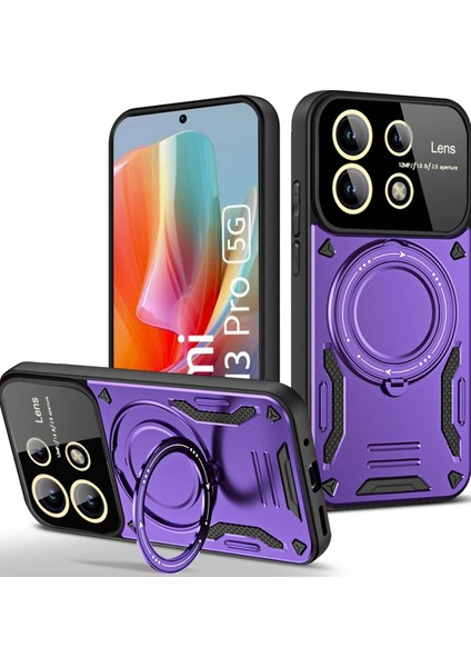 Xiaomi Redmi Note 13 Pro 4g Kılıf Joy Lens Standlı Kapak - Mor Bstmy