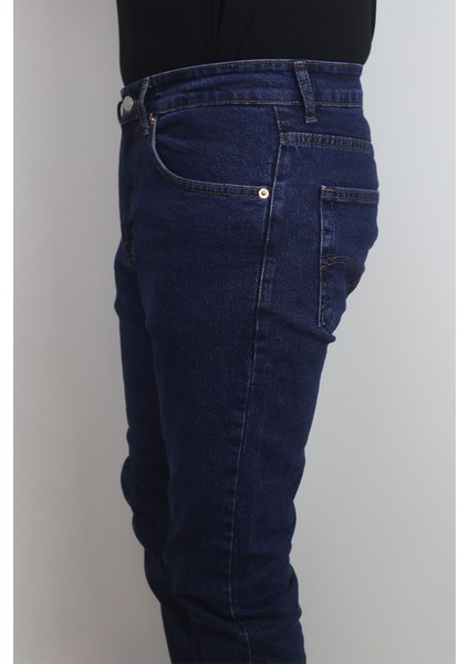 Fistan Store Erkek Lacivert Yüksek Bel Rahat Kesim Boru Paça Jean Pantolon modelleri