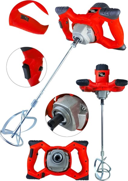 Alman Pro 2400 Watt Bakır Sargılı Devir Ayarlı Elektirikli Alçı Boya ve Harç Karıştırıcı Mikser