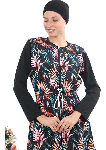 Bayan Tesettür Mayo Fermuarlı Boğazlı Renkli Esnek Kumaş Rahat Kalıp