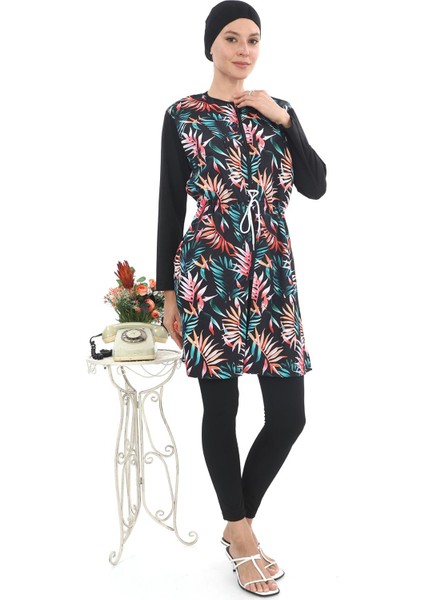 Bayan Tesettür Mayo Fermuarlı Boğazlı Renkli Esnek Kumaş Rahat Kalıp fırsatları