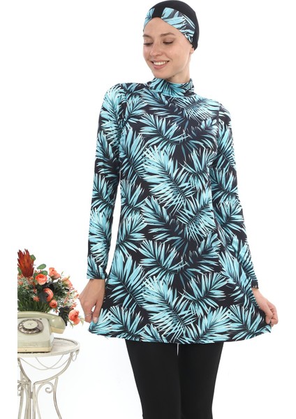 Bayan Tesettür Mayo Fermuarlı Boğazlı Renkli Esnek Kumaş Rahat Kalıp